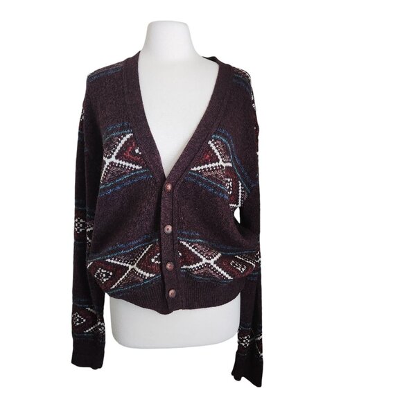 Vintage Cardigan Sweater‎ Men Large Aztec Native Grandpa Hipster Southwestern - Picture 1 of 11